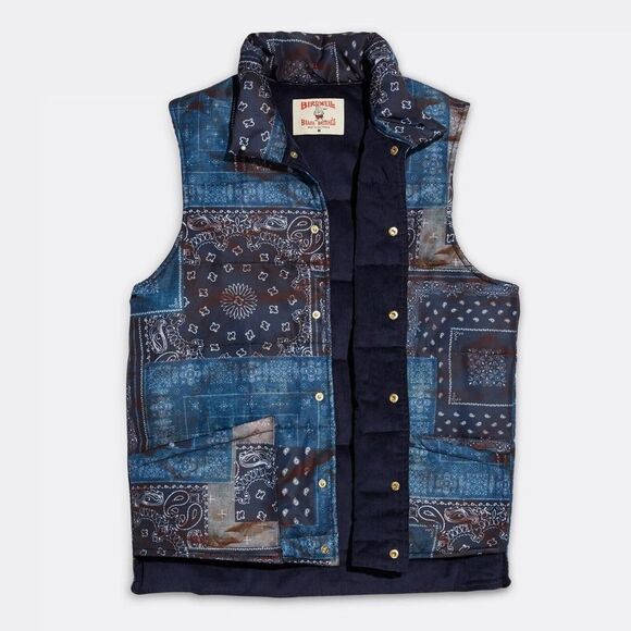 Birdwell Beach Britches Bandana Patchwork Puffer Vest Jacket Blue 2XL XXL - NWT - Picture 2 of 5